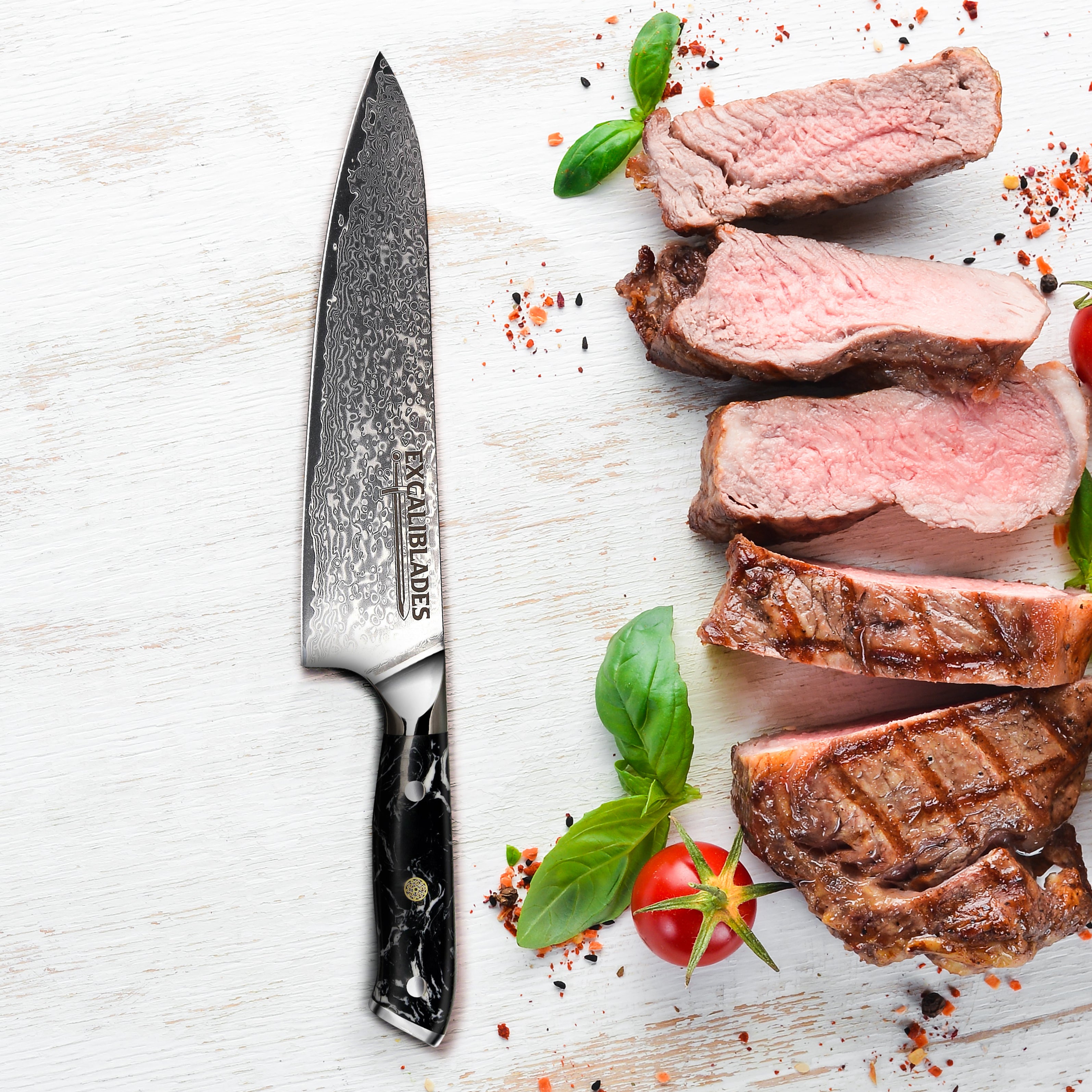 Excaliblades Damascus Chef Knife - Excaliblades