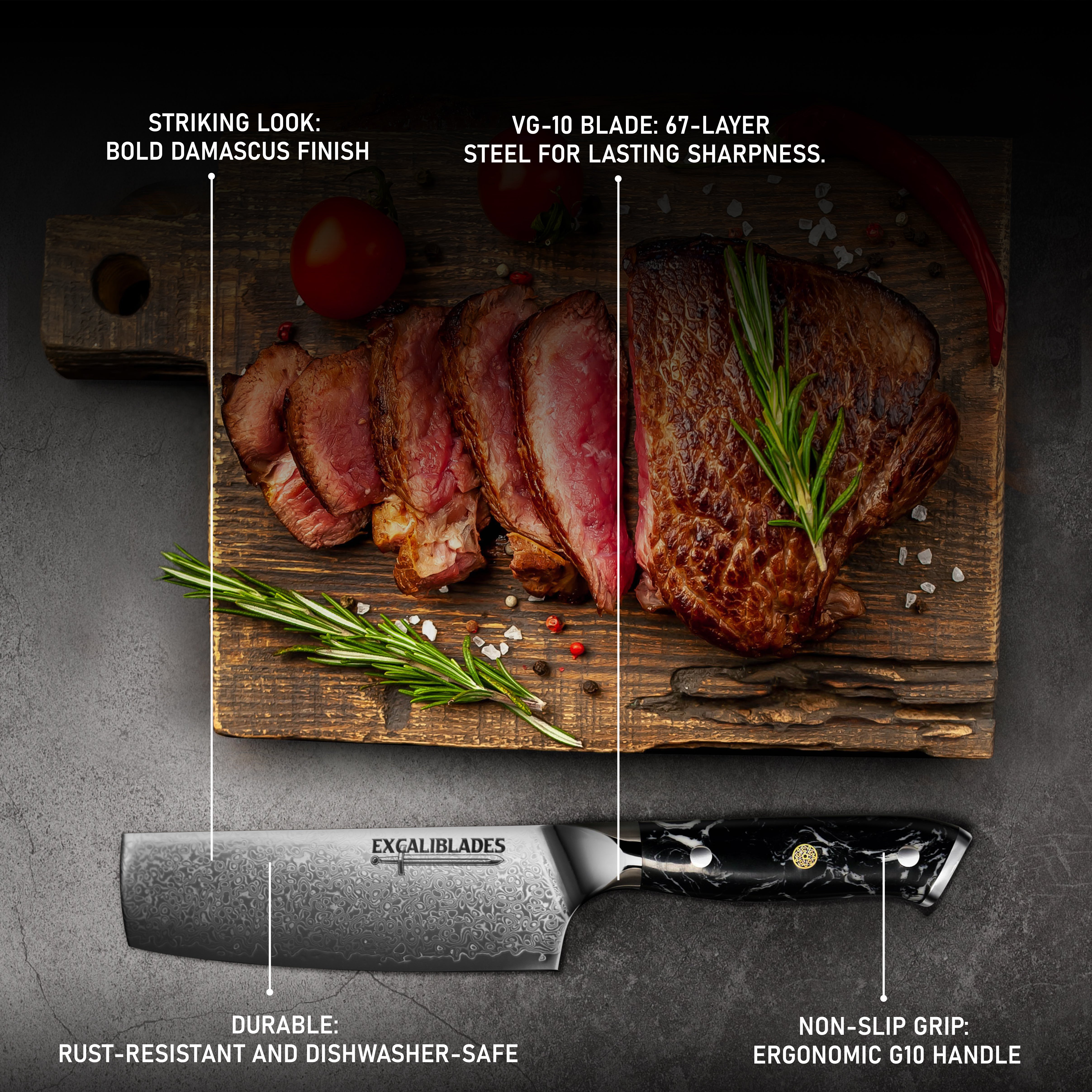 Excaliblades Nakiri/Vegetable Knife - Excaliblades