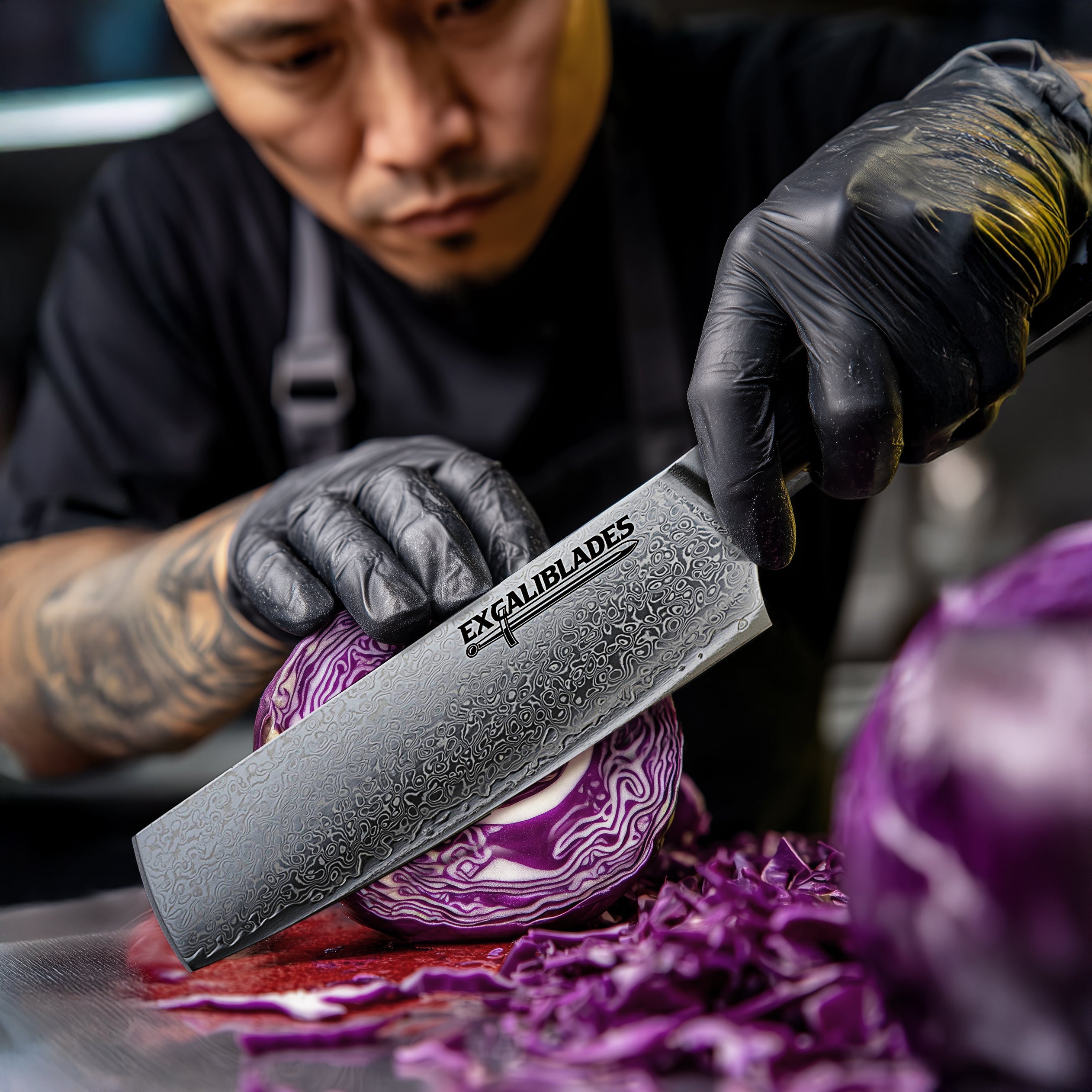 Excaliblades 6.5” Nakiri Knife – VG-10 Damascus Steel, Full Tang, G10 Handle