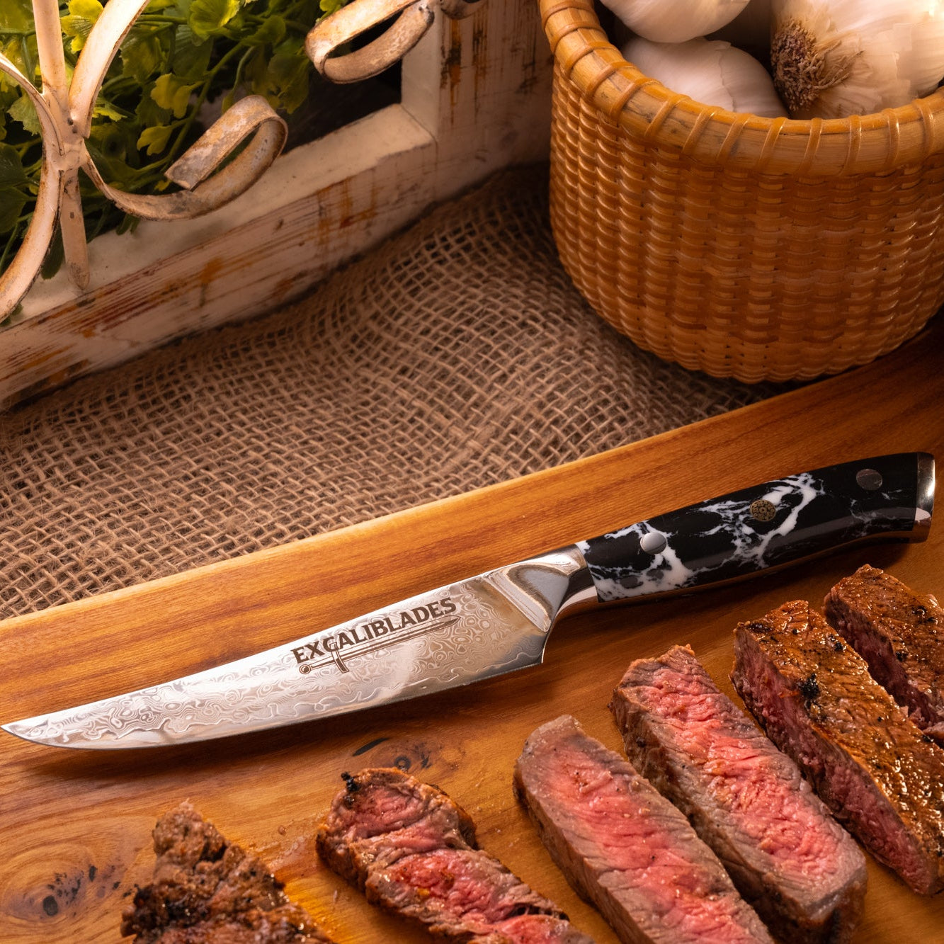 Damascus Steak Knife Set of 4 | VG-10 Steel | Excaliblades