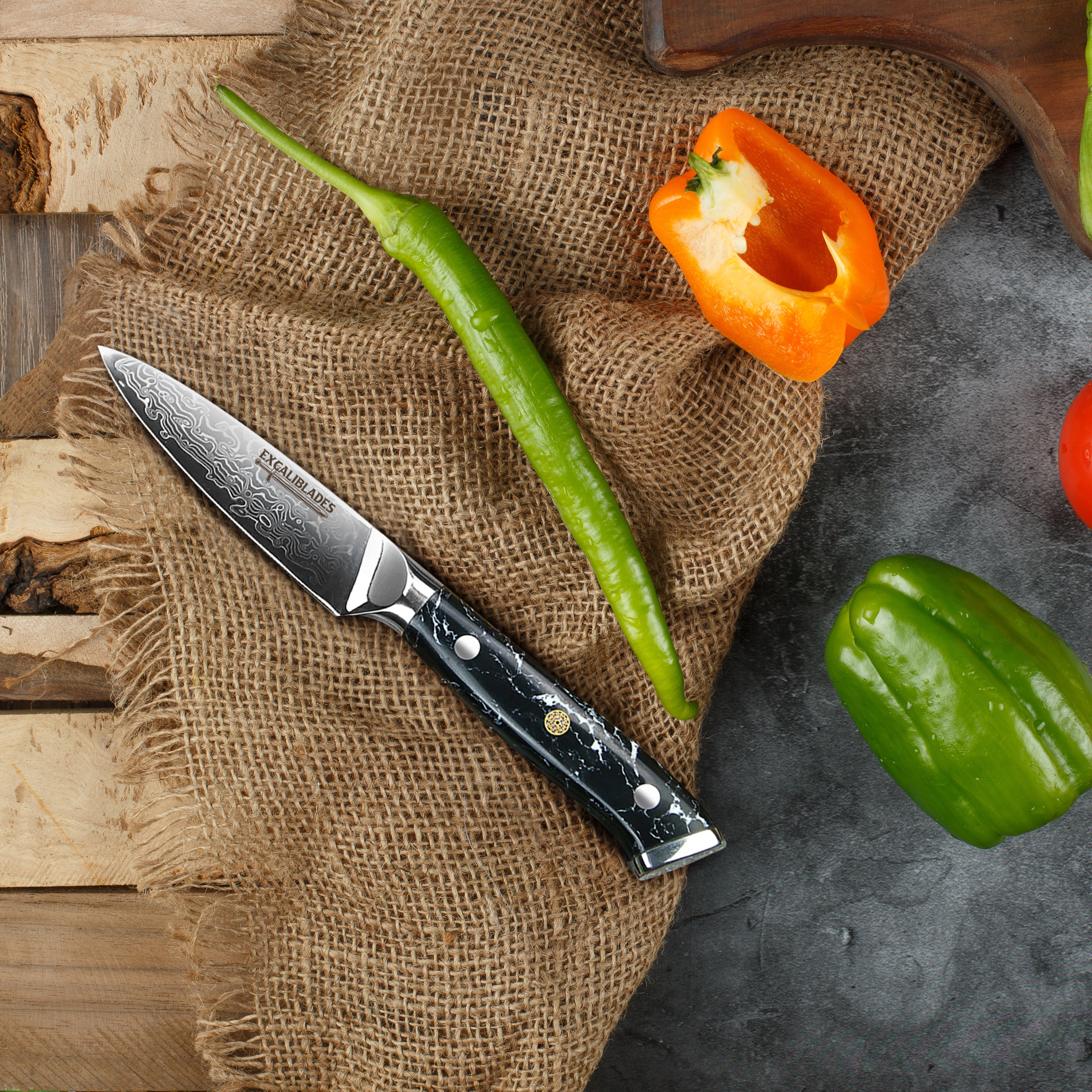 4-Inch Paring Knife – VG-10 Damascus Steel, Full Tang