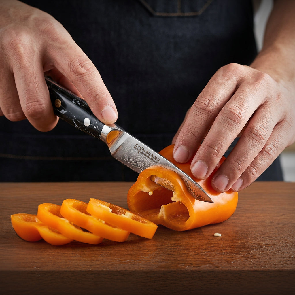 4-Inch Paring Knife – VG-10 Damascus Steel, Full Tang