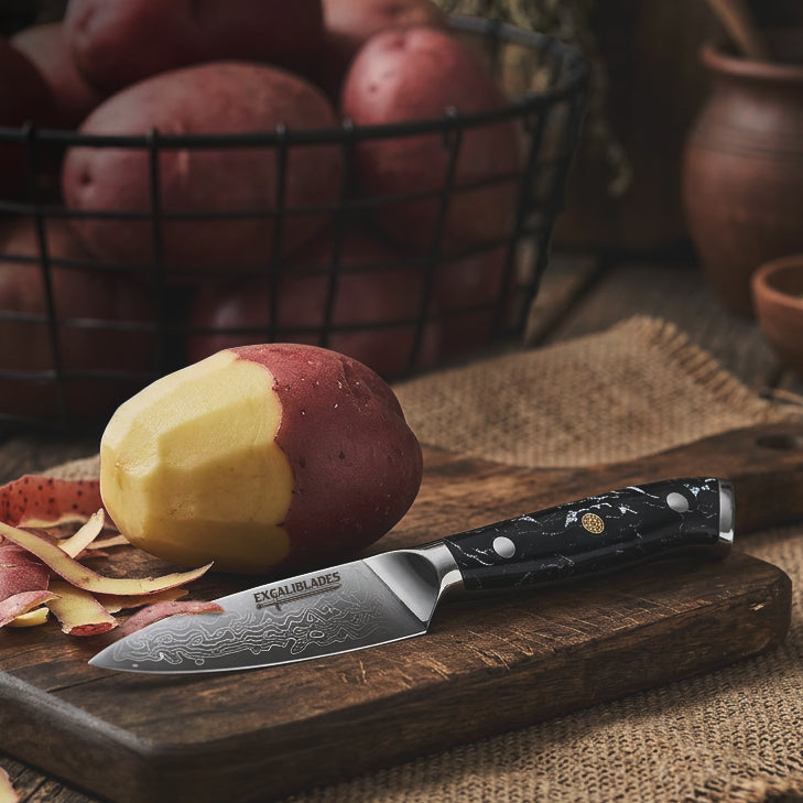 4-Inch Paring Knife – VG-10 Damascus Steel, Full Tang