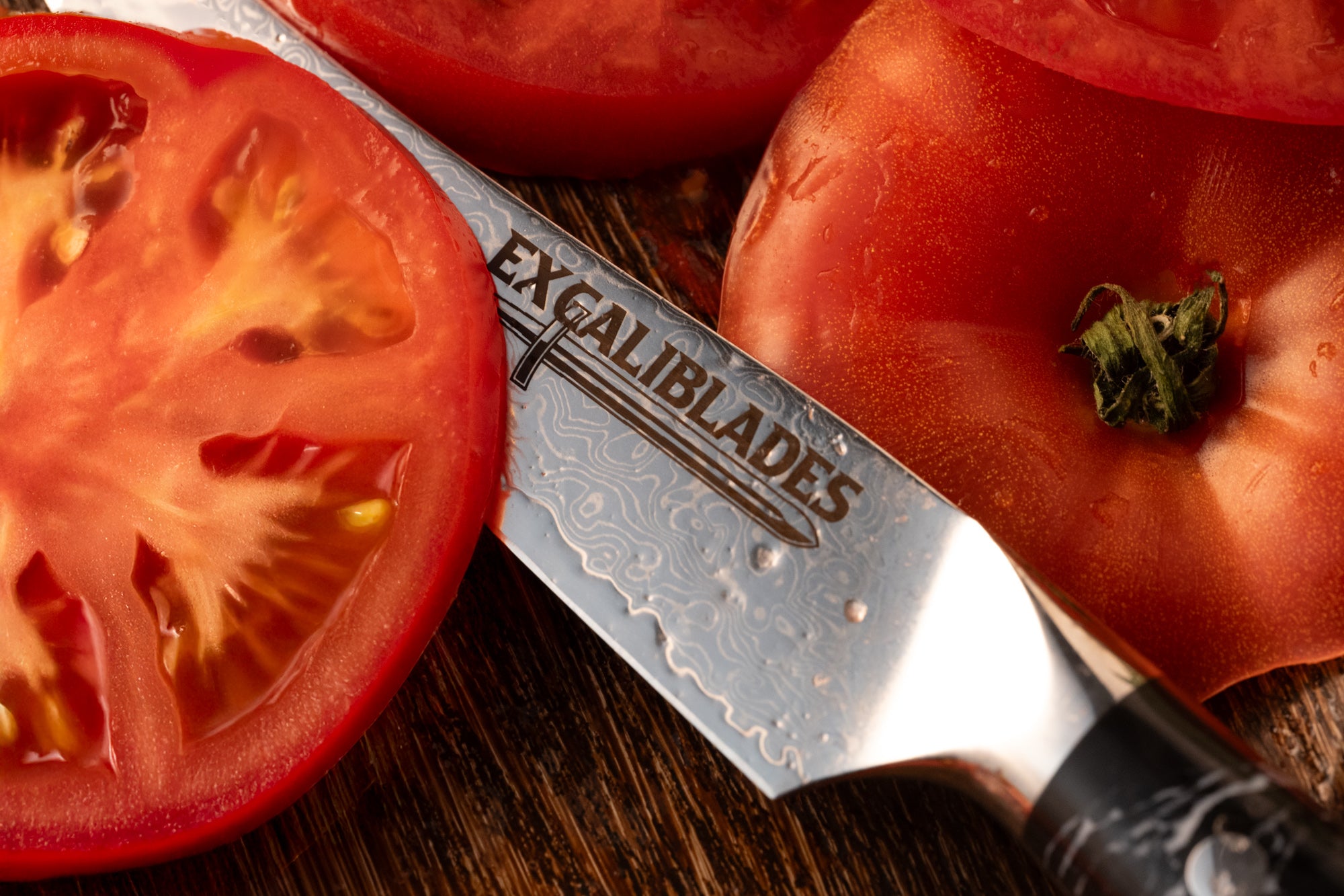 EXCALIBLADES Damascus Stainless Steel Steak Knives Set of 4