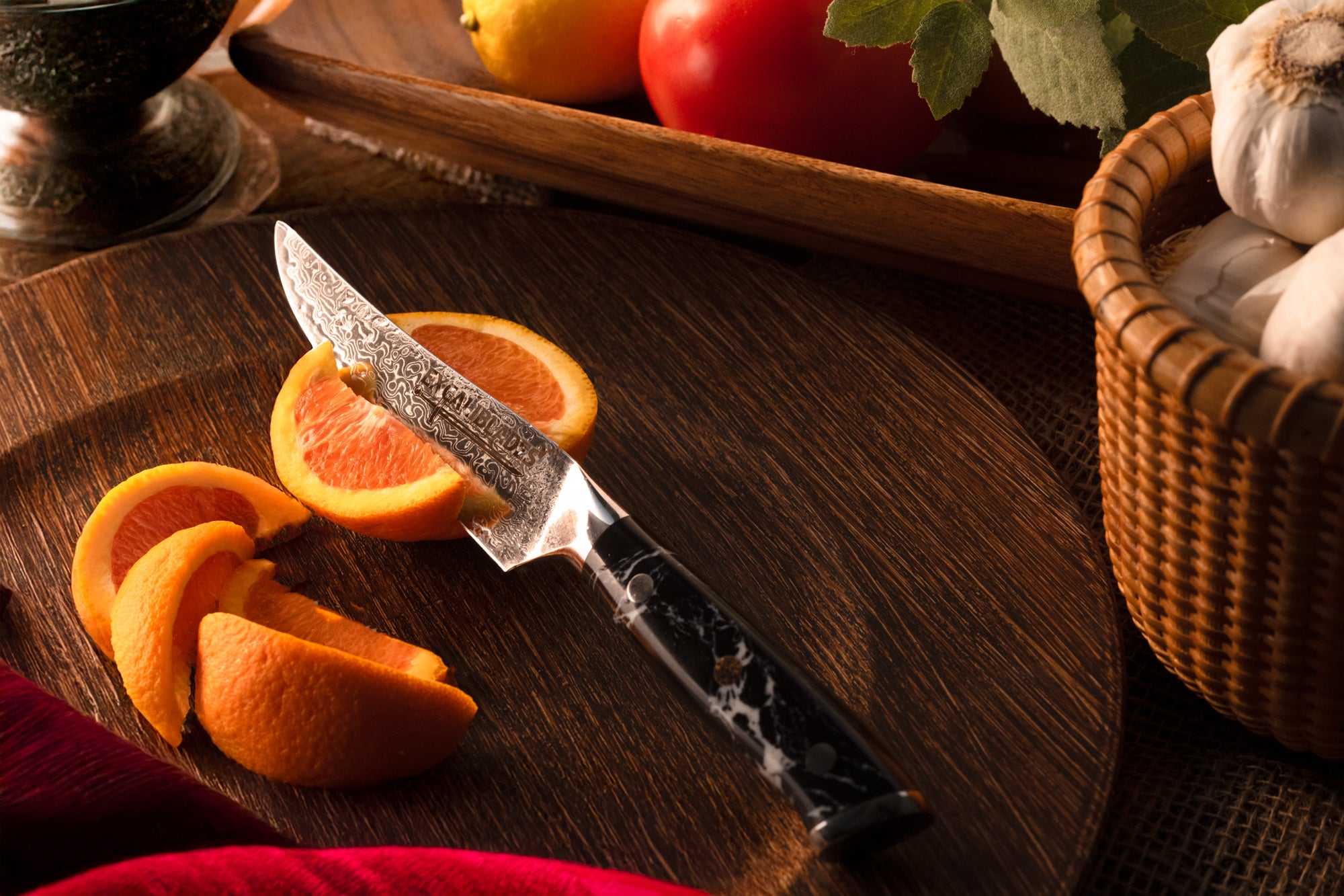 EXCALIBLADES Damascus Stainless Steel Steak Knives Set of 4