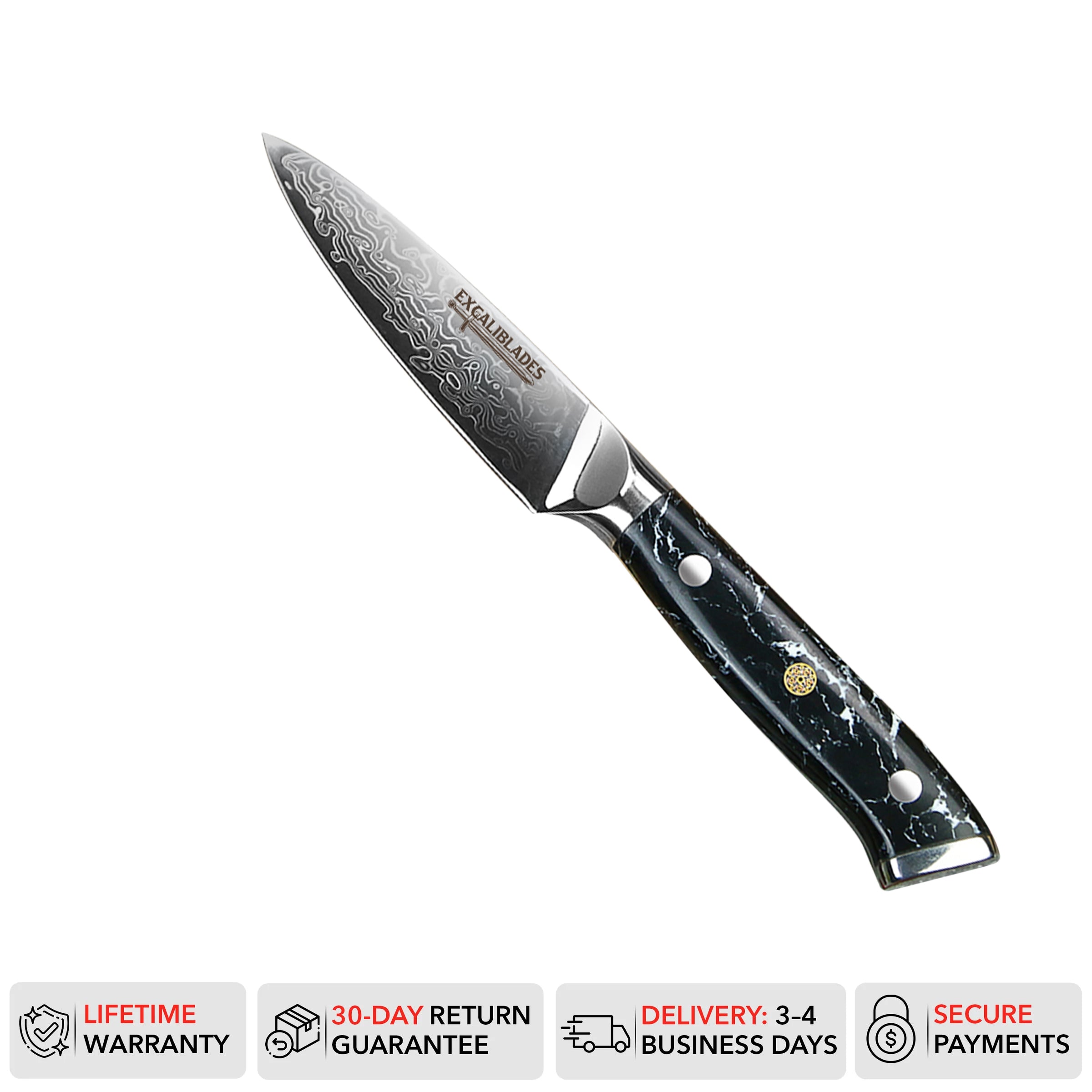 4-Inch Paring Knife – VG-10 Damascus Steel, Full Tang
